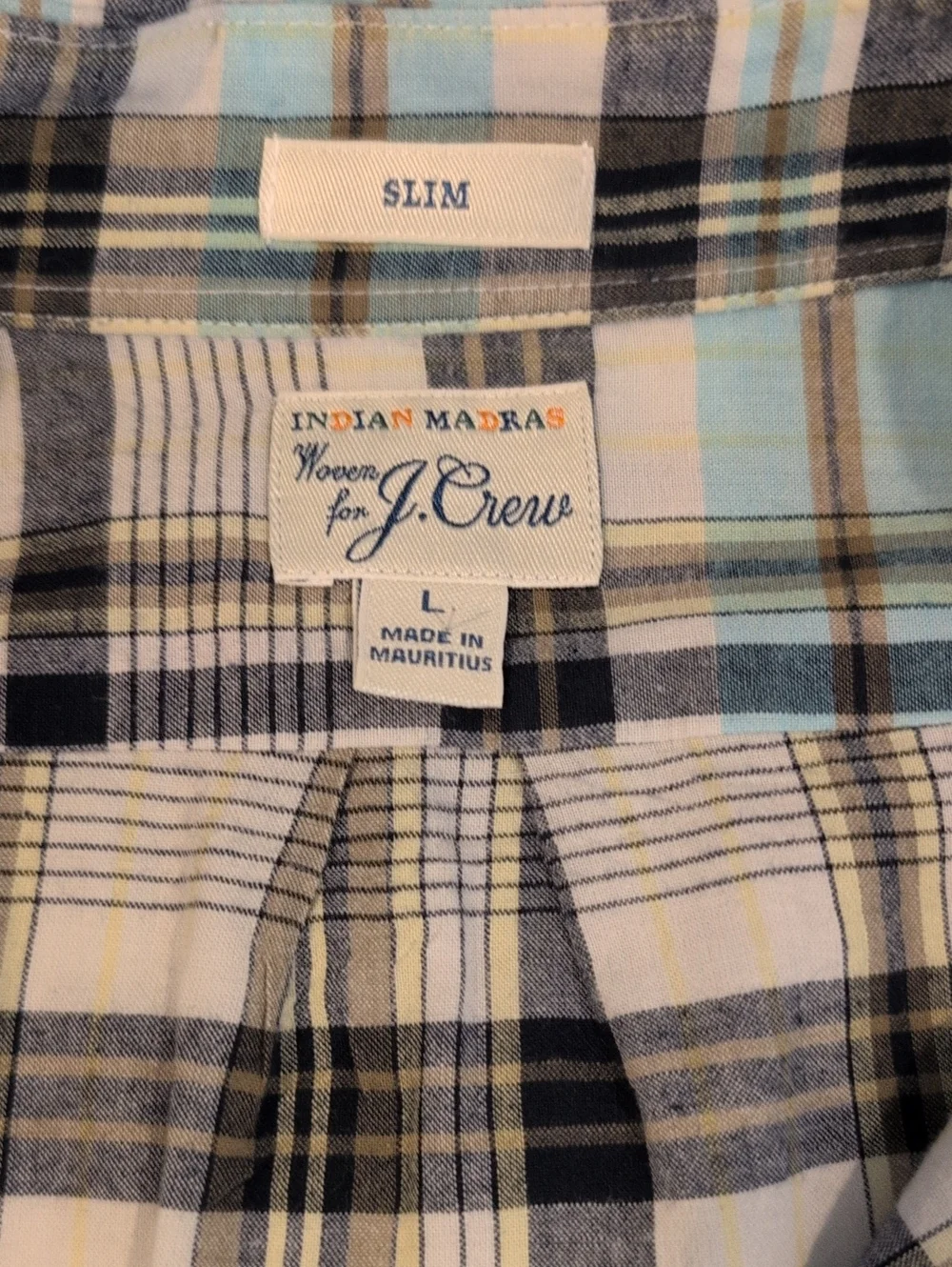 J. Crew Mens L Slim Indian Madras Long Sleeve Button Down Shirt Style #G0787